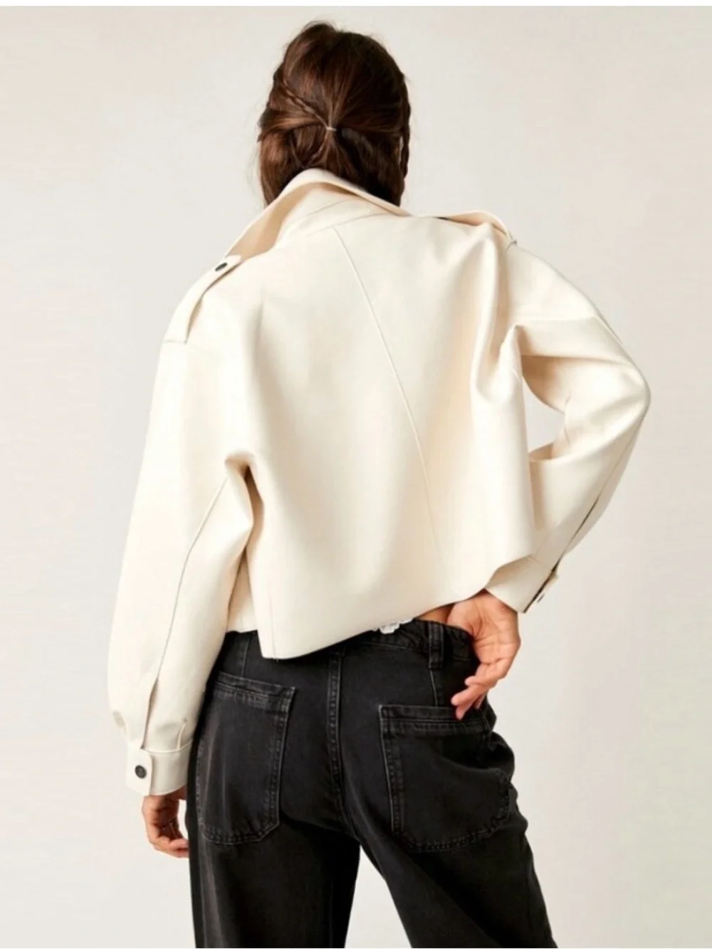 Free People Alexis cropped vegan leather jacket